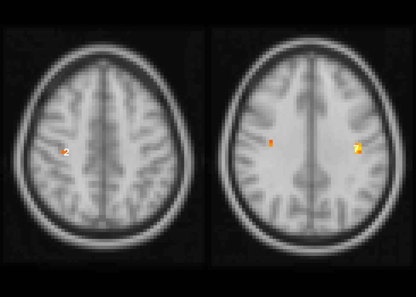 Visualization of clusters with FWER adjusted \$p<0.06\$